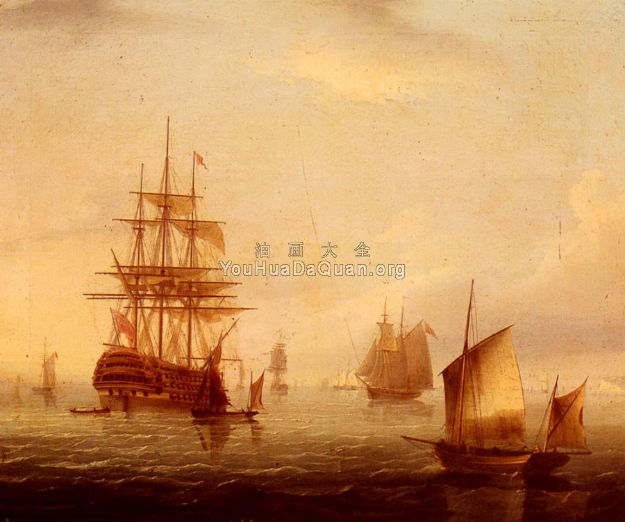 Sailing Vessels Off A Coastline - 詹姆斯·E·巴特斯沃思